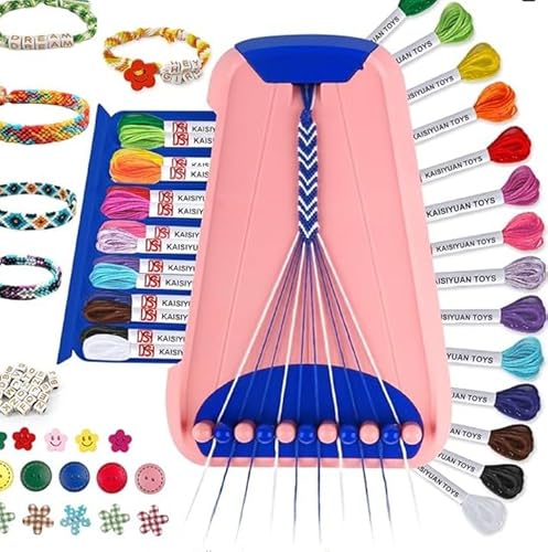 Kunst und Handwerk für Kinder im Alter von 8-12 Jahren,Freundschaftsarmband-Machset für Mädchen, Schmuckherstellungsset,Weihnachtsgeschenke für Kinder im Alter von 6-12 Jahren (Rosa/Dunkelblau)