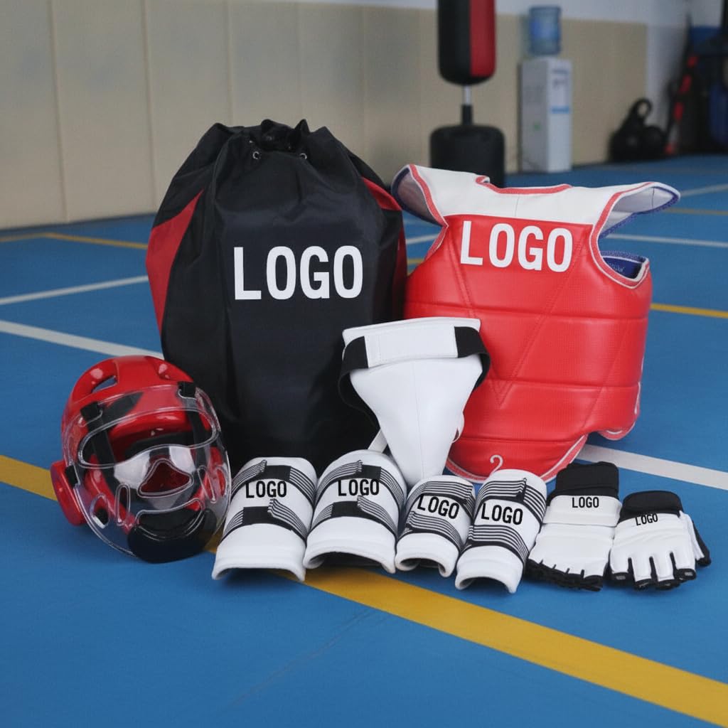 Équipement Femme avec Protège Tête Plastron et Protège Membres pour Entraînement et Compétition Sportive