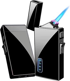 Arc 2 in 1 Jet Flame Torch Lighter - Refillable Butane Electric, USB Rechargeable, Windproof Infinity Lighter for BBQs, Candle, Camping (Black)