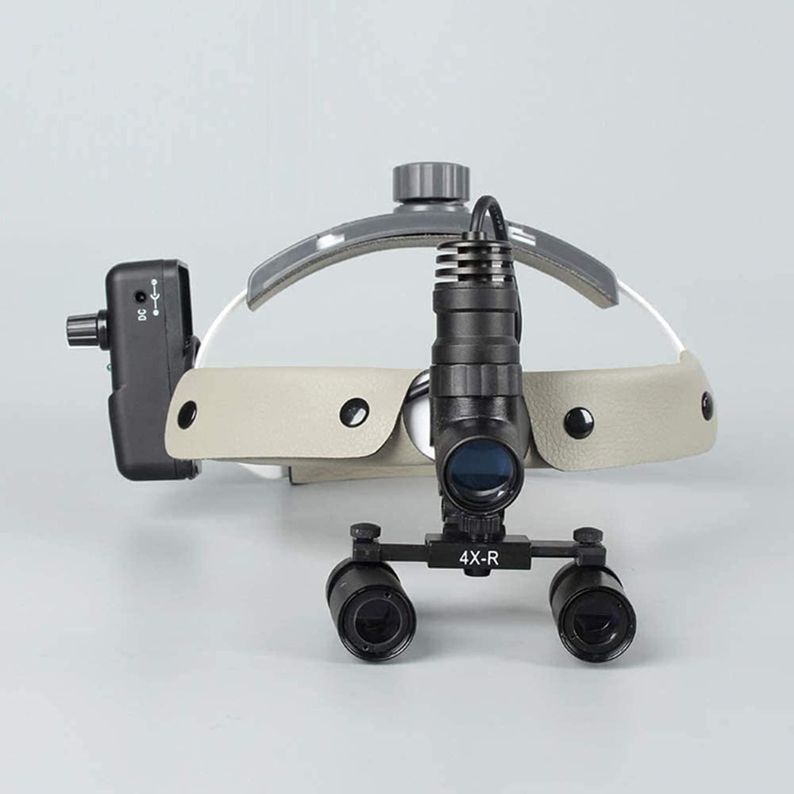 Lupe, zahnärztliche Fernglaslupe, chirurgische 4-fache 5-fache Vergrößerung mit 5 W LED-Scheinwerfer, 4-fach (4-fach)