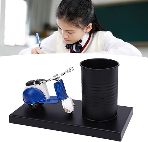 Miniatura 6 de SUNGOOYUE Pen Holder with a Miniature Motorcycle, Retro Scooter Desk Organizers and Accessories Metal Pencil Cup for Office and Home Decor (L