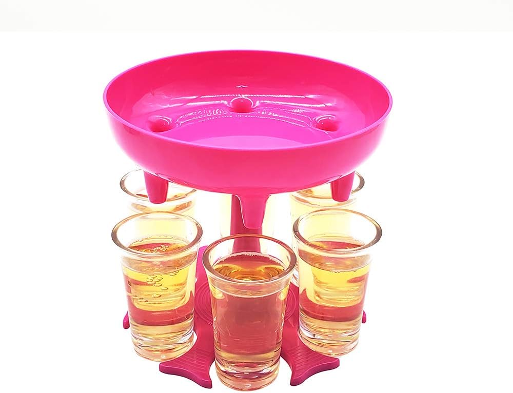 Blасk Frіdау - 70% оƒƒ 6 Shot Glass Dispenser and Holder (including 6 Pcs 1.2oz Acrylic Cup),Shots Dispenser, Beverage Dispensers，Bar Shot Dispenser, Cocktail Dispenser, Dispenser With Slogan(Pink)