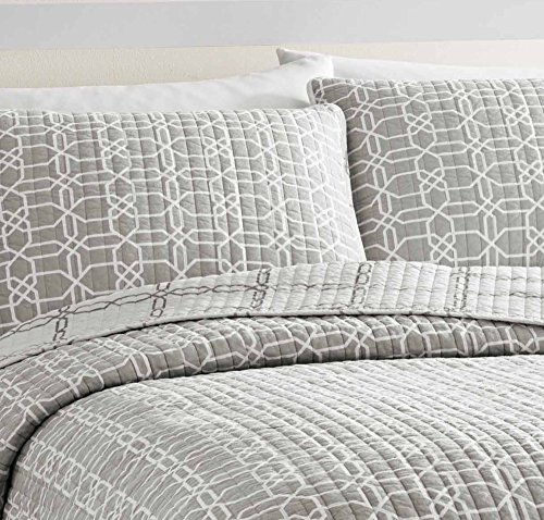 City Scene Puzzle Luxury Premium Ultra Soft Quilt Set, Comfortable & Stylish, Seasons, Queen, Grey