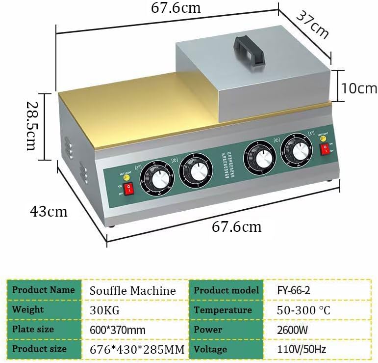 Commercial Souffle Machine - Electric Double Group Pancake Maker with Copper Cooking Plate for Fluffy Pancakes & Professional Kitchen Use