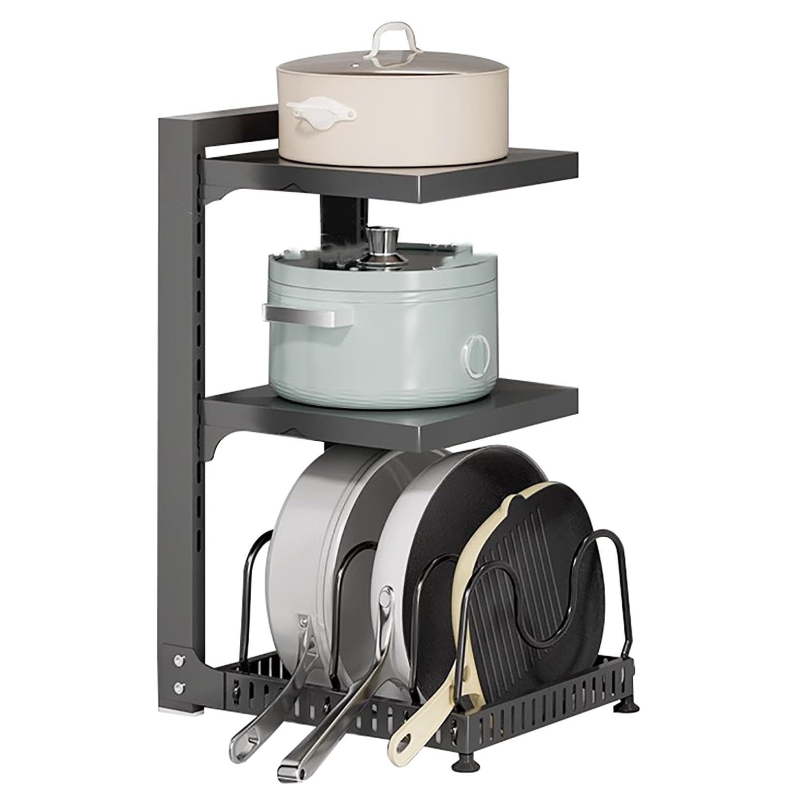 LVSEWOA Adjustable Under Sink Storage Rack - 3-Tier Kitchen Shelf for Pots and Dishes - Space-Saving Solution