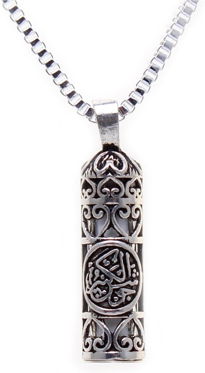 925 Sterling Silver Ayatul Kursi Islam Quran Surah Capsule Necklace Islamic Muslim Gift