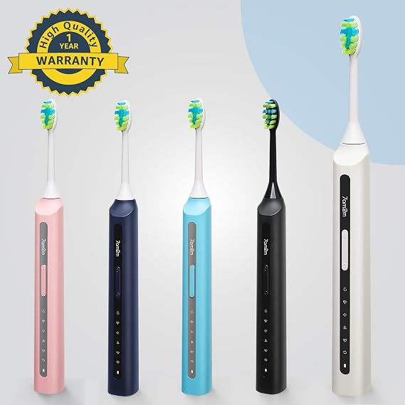 7AM2M Sonic Electric Toothbrush with 8 Brush Heads and 15 Adjustable Modes,High Power Toothbrushes(White)