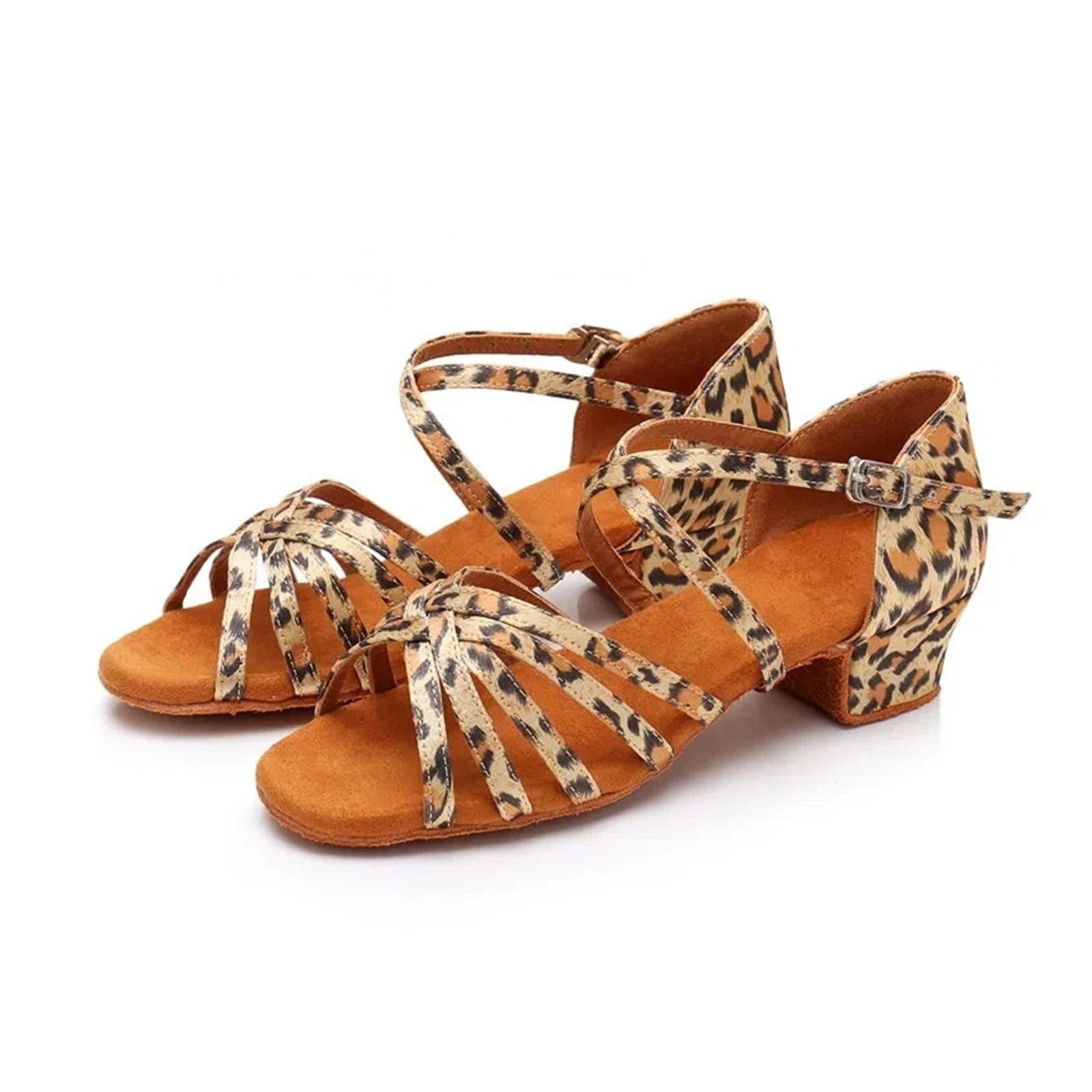 HWJFDC Dance Shoes Leopard Print Latin Dance Shoes Children And Adults Ballroom/Salsa/Latin Practice Low Heeled Soft Soled(28)