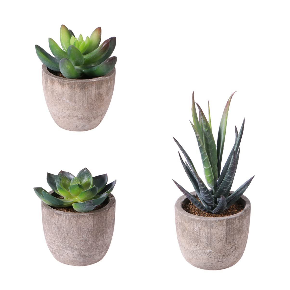 DOITOOL Artificial Plants 3Pcs Decorative Artificial Succulent Plants Potted, Fake Succulent Plant with Grey Pots, Mini Artificial Plants with Pots for Home Decor Succulent Decor