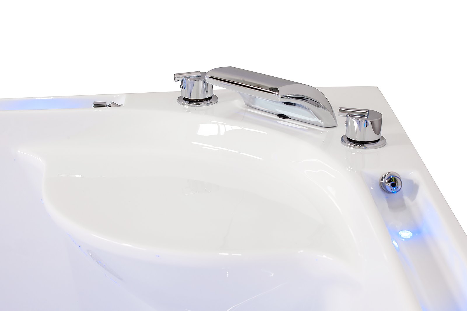 Jet-Line® Whirlpool | Villa Sabrina Weiss 1.6 x 1.6 m XXL | Neu mit Bachlauf und Wasserfall | Vollaustattung Eckbadewanne | Pool Eck Badewanne | Whirlwanne | Ozon Heizung LED