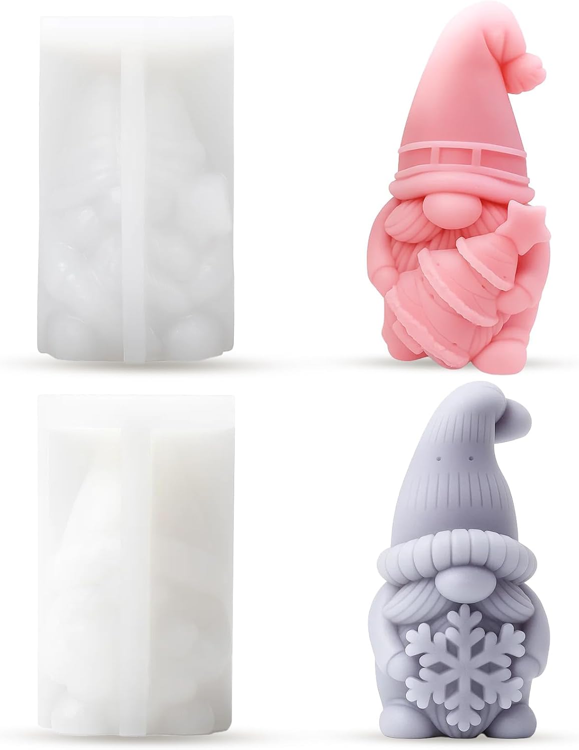 2 Pcs Christmas Candle Molds, Christmas Silicone Molds, Christmas Candle Molds for Resin, DIY Christmas Tree Ornament Silicone Mold Christmas Soap Molds for Christmas Decorative Resin Art Project