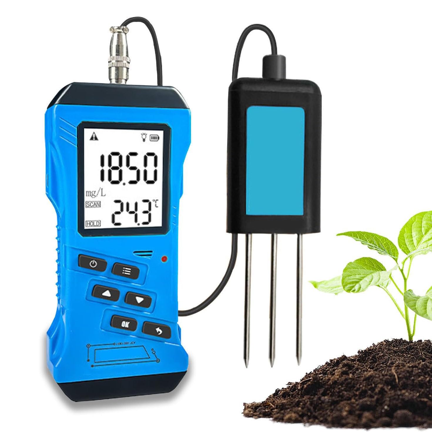 Jxyq Light Soil Tester, Digital Npk Ph Moisture Temperature Ec Conductivity Meter | Soil Analyzer For Garden And Farm Use