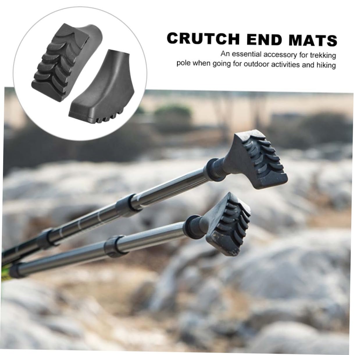 FOMIYES 5Pcs Trekking Poles Skid Foot Protectors Durable Crutch Pads for Climbing Easy to Install Cane Foot Covers for Enhanced Grip for Snowshoeing and Mountaineering