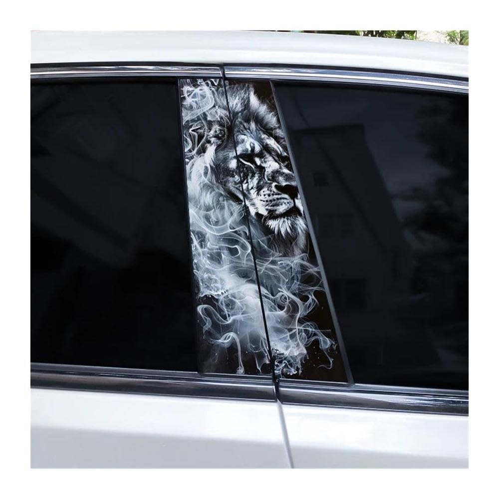 Decorative Items 2pcs Blue Eyes Wolf Car B-Pillar Sticker DIY Car Center Column Decal Waterproof(F)
