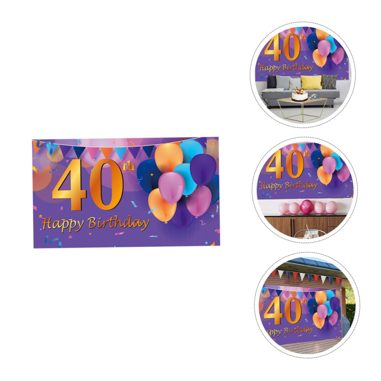 DOITOOL 3 Pièces bannière d'anniversaire pendentifs signe de fête d'anniversaire décor d'or décor photographie La bannière fournitures de fête
