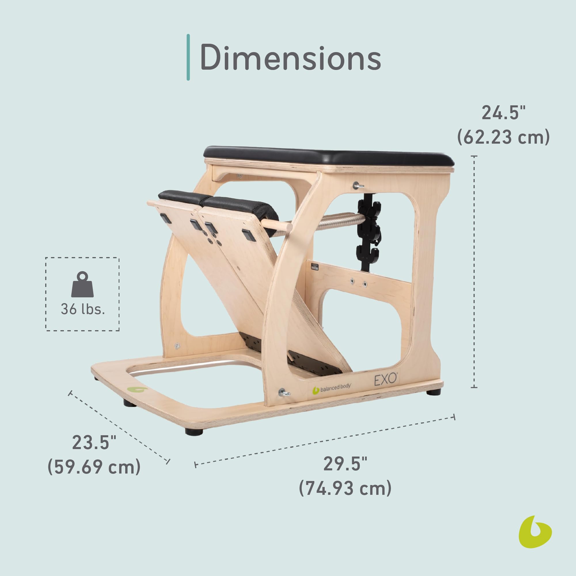 Balanced Body EXO Chair, Pilates Chair Exercise Equipment for Full-Body Workout, Pilates Resistance-Workout Equipment for Home Gym or Studio