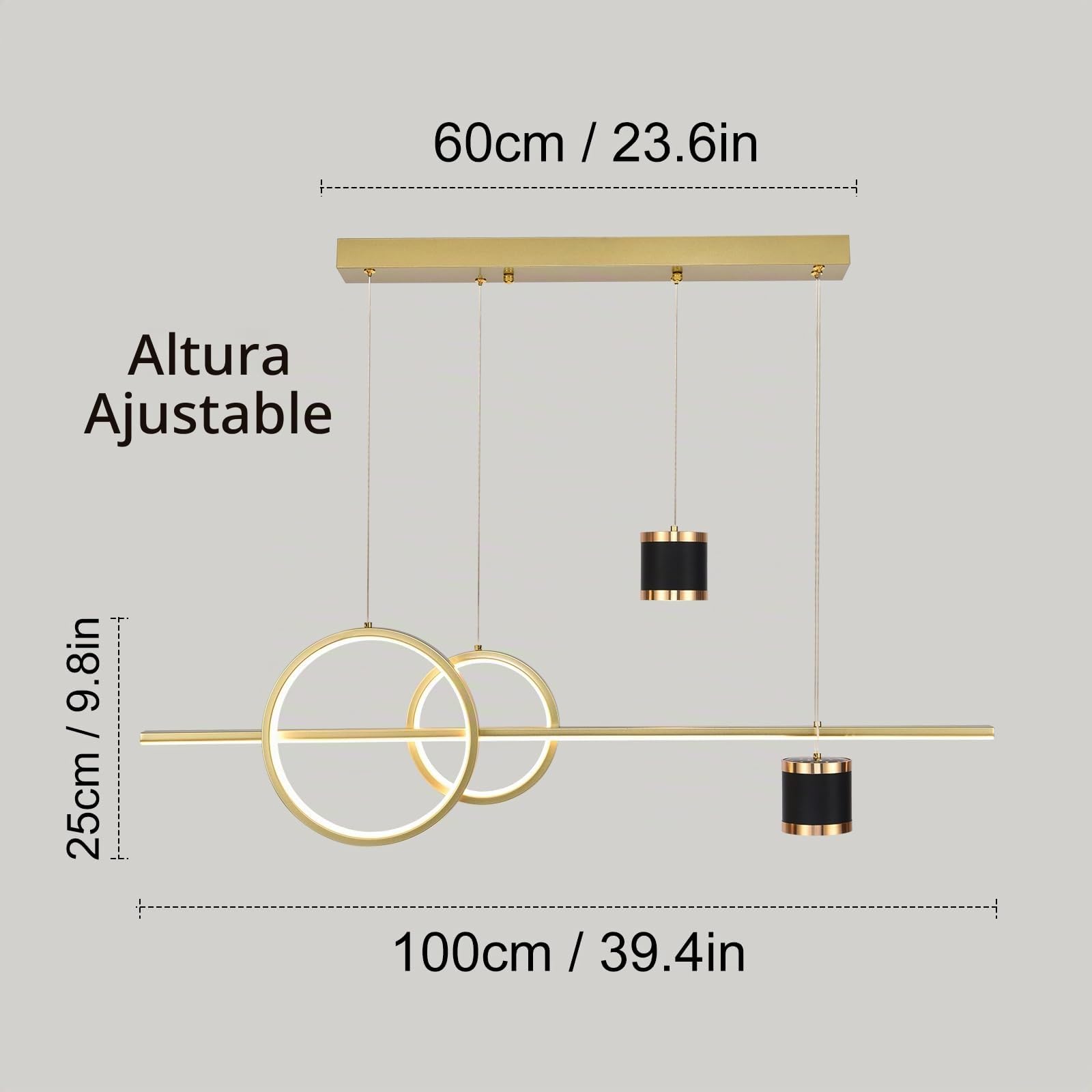 Moderna Mesa de Comedor Con Luz Colgante LED,Lámpara Colgante de Sala de Estar Regulable,Lámpara de Comedor Ajustable Colgante Para La Sala de Estar