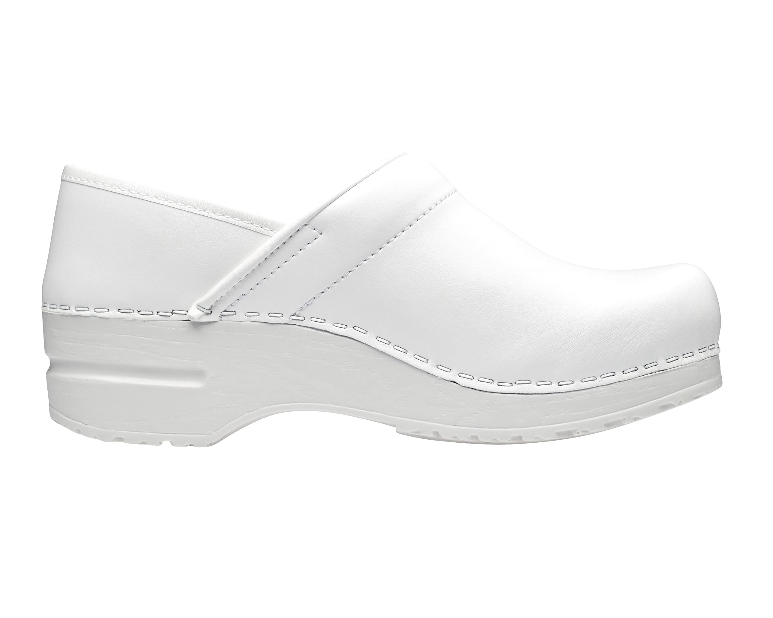 Sanita Professional PU Closed Clog | Original Handmade Flexible Leather Clog for Men | Maximum stability | Anatomical shaped footbed with soft foam | Shock absorbing heel | Biały | 42 EU