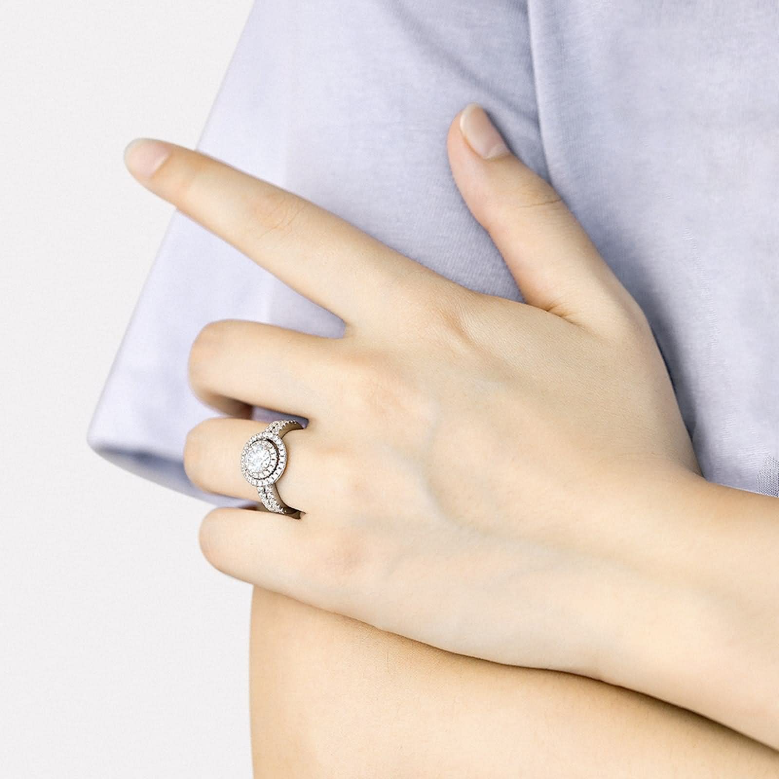 Bague Anneau Femme Argent, Bijoux Femme Mariage Tour Argent Sterling pour La Saint Valentin Anniversary