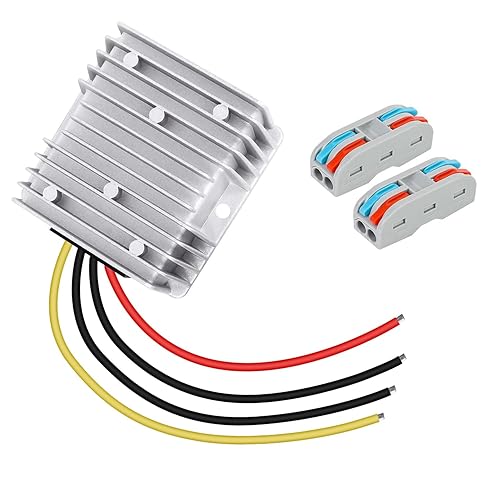 LeMotech Convertidor DC 8-40v a 12v 6A 72W reductor de voltaje reductor de voltaje IP68 transformador impermeable para carrito de golf, camión,