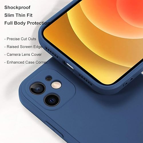 Miniatura 2 de ZEZHOU Funda compatible con iPhone 12 con protector de lente de cámara, funda de goma de gel de silicona líquida, funda delgada para iPhone 12 de