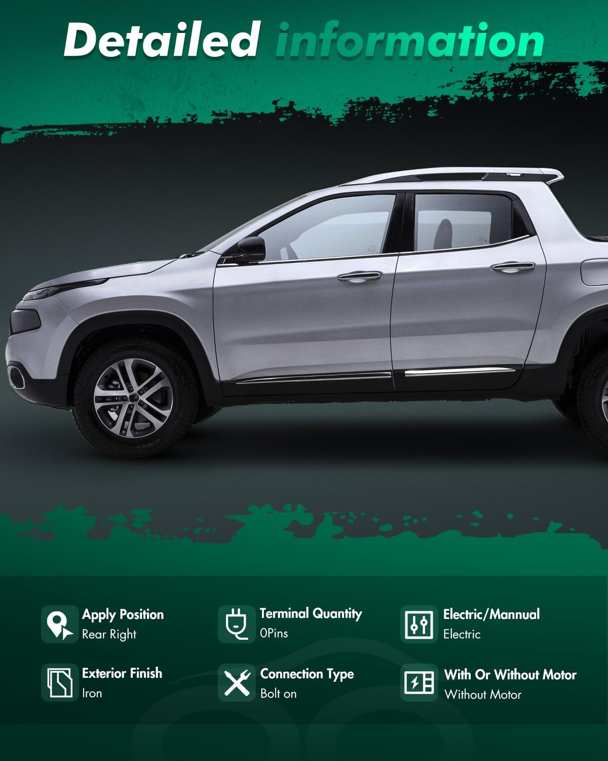 SCITOO Rear Right Passenger Side Power Window Regulator without Motor Compatible with 2011-2021 for Chrysler for 300,2011-2021 for Dodge for Charger, 752-647