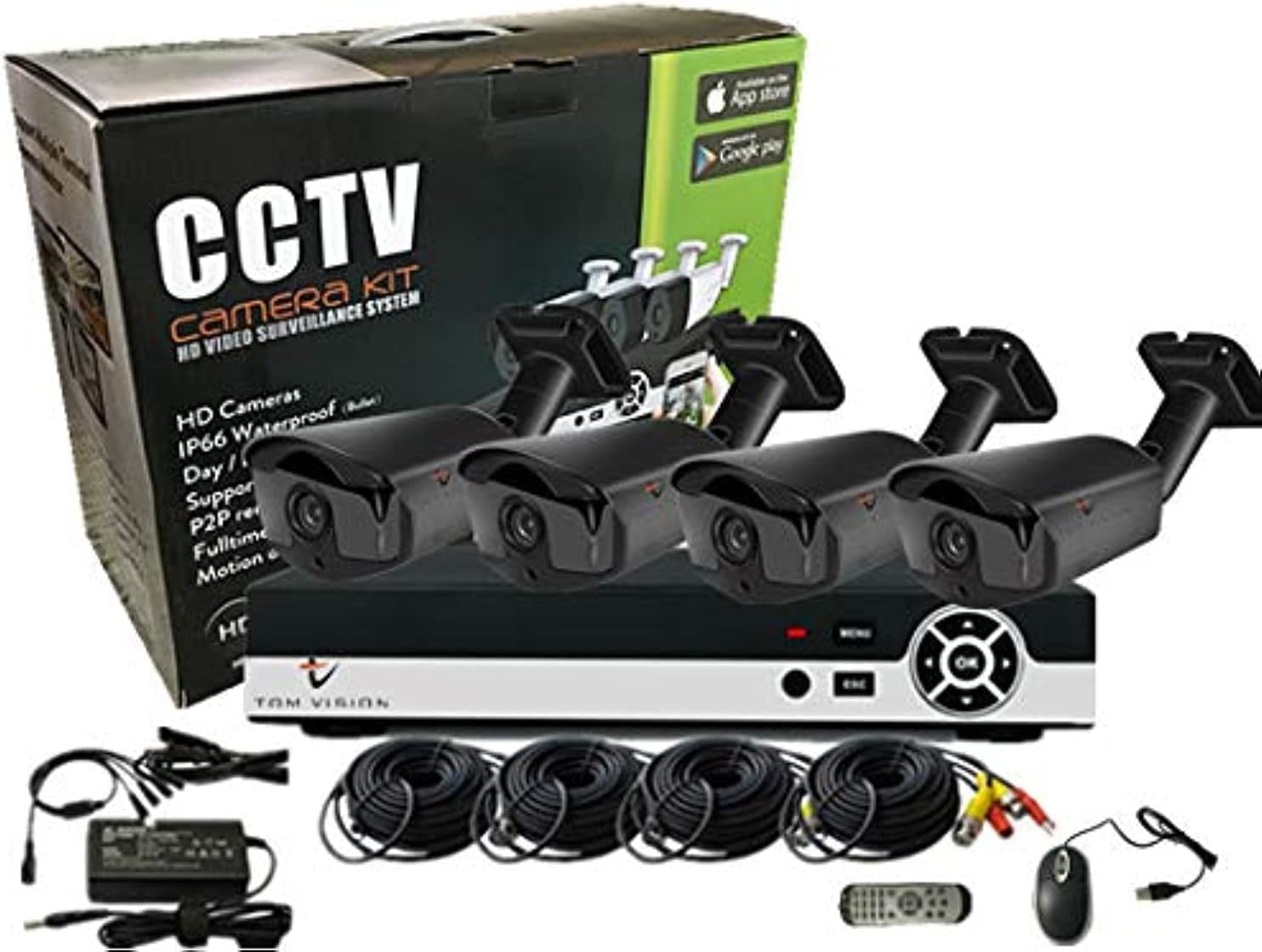 CCTV Security Surveillance 2MP DVR Kit, Channel Video Audio