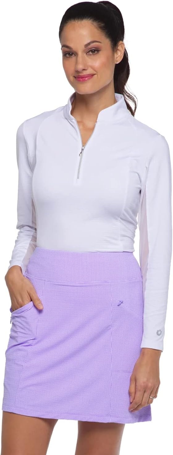 IBKUL Athleisure Wear Sun Protective UPF 50+ Icefil Cooling Mini Check Print Skort - 29754
