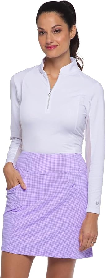 IBCOOL Athleisure Wear Sun Protective UPF 50+ Icefil Cooling Mini Check Print Skort 18"