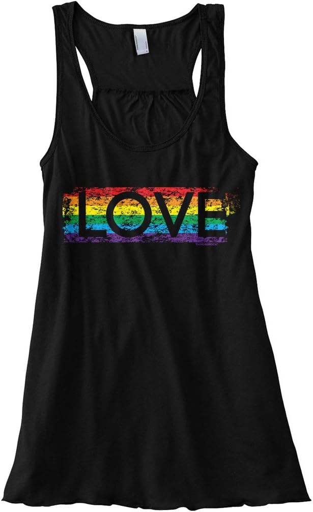 Threadrock Women's Gay Pride Rainbow Love Flowy Racerback Tank Top