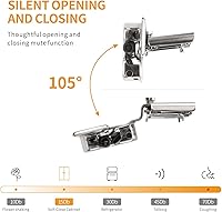 Vista 3 de Chibery: paquete de 10 bisagras de cierre suave de 1-1/4" con superposición 4D para puerta de marco frontal, control de velocidad de cierre