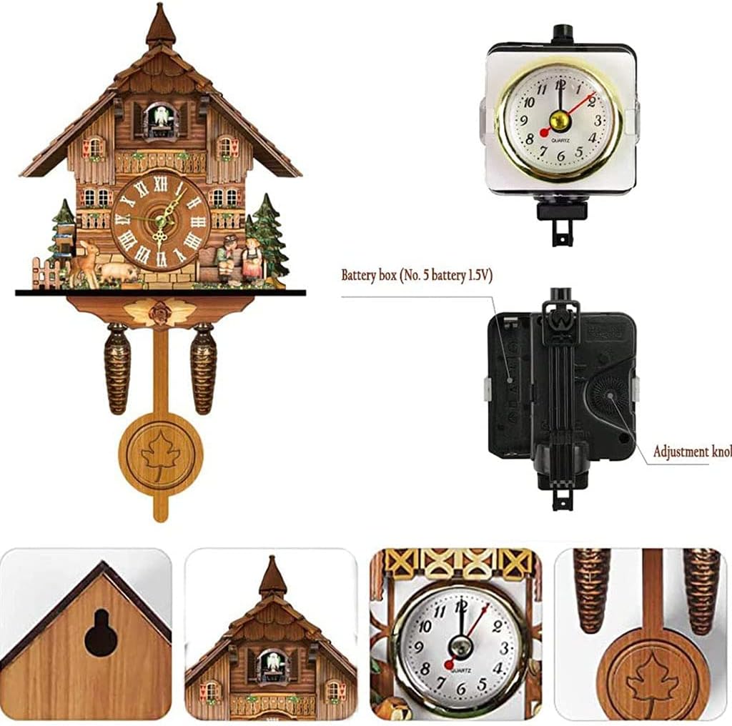 Bird Clock Home Wall Mounted Clock Tick Tick Wall Decor Wall Mounted s Ornaments Cuckoo Clock Retro Nordic Style Wooden Cuckoo Home Wall Mounted Clock Tick Tick Wall Decor W
