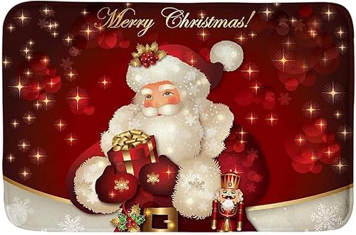 PZZ - Tapete para puerta de Papá Noel, decoración de Navidad, entrada interior, suave, para baño, cocina, sala de estar