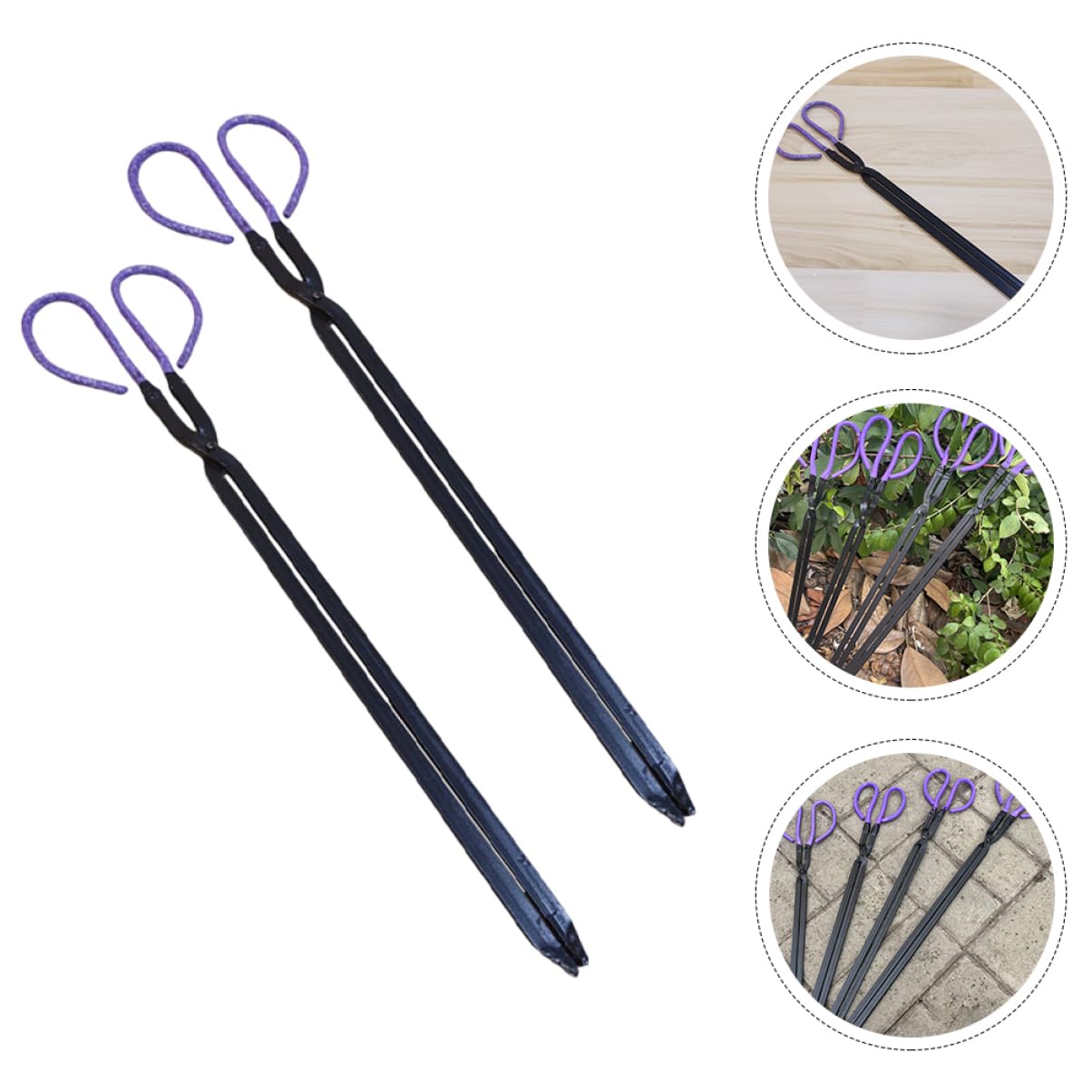 Pinze per Carbone da Barbecue 2 Pezzi in Ferro Nero | Impugnatura Comoda, Facili da Trasportare, Uso Sicuro su Carbone e Rifiuti, Utensile Versatile per Cucina e Raccolta