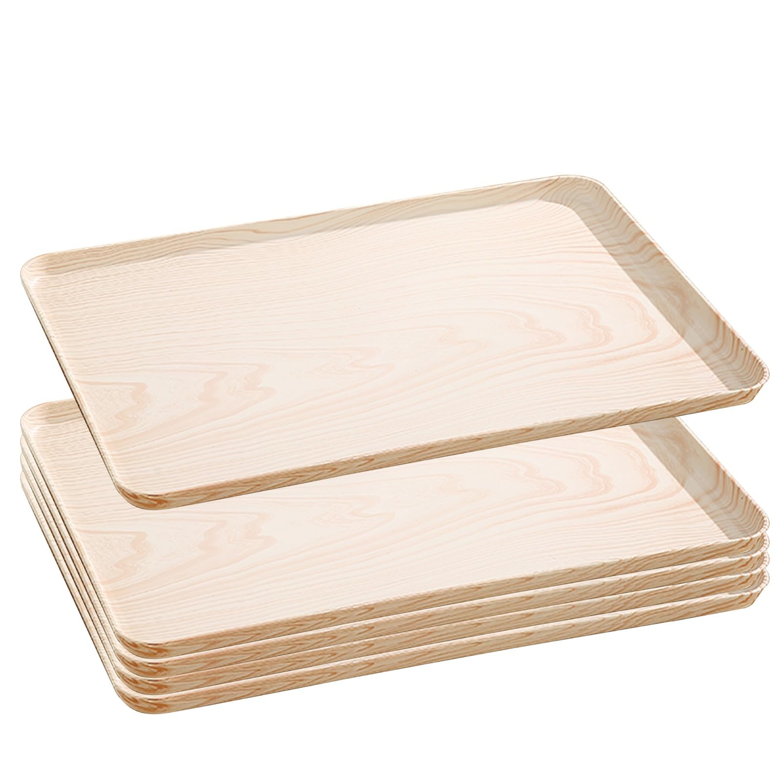Juego de 5 Bandeja Plasticos, Bandeja Comida, Organización y Almacenamiento del Hogar, Resistentes Al Agua y Duraderas(35x50x1.6CM/14x20x0.6IN)