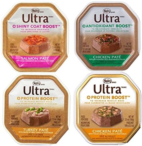 Nutro Ultra Dog Food 4 Flavor 8 Can Bundle: (2) Ultra Shiny Coat Boost Salmon, (2) Ultra Anitoxidant Boost Chicken, (2) Ultra Protein…