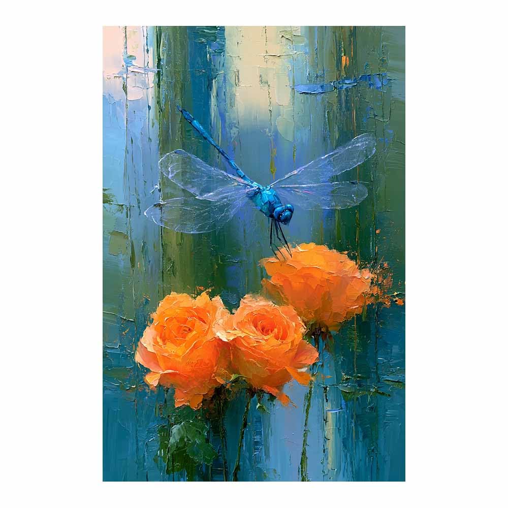 PUQAAEO Print On Canvas Animal The Picture Dragonfly ros Oil Art For Home and Hallway Decoration Modern Decoration Portrait Wall Art Painting Pictures(Multicolor)-70x100cm Unframed