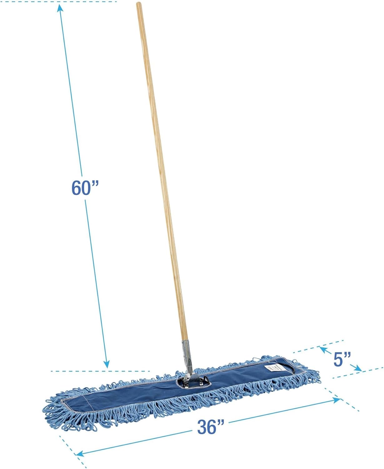Boardwalk HL365BSPC Looped-End Dust Mop Kit 36 x 5 60-Inch Metal/Wood Handle Blue/Natural