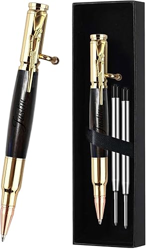 Miniatura 12 de Bolígrafo personalizado de acción de resorte, bolígrafo de bola de metal y madera grabado gratis con 2 recargas, bolígrafo personalizado con nombre