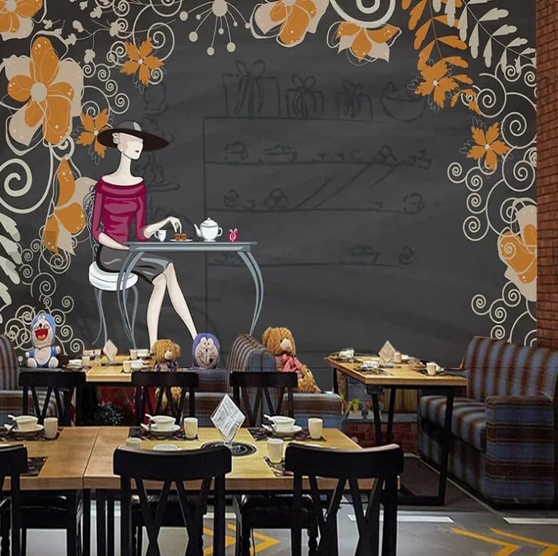 Papier peint photo 3D style européen peinture murale café et restaurant