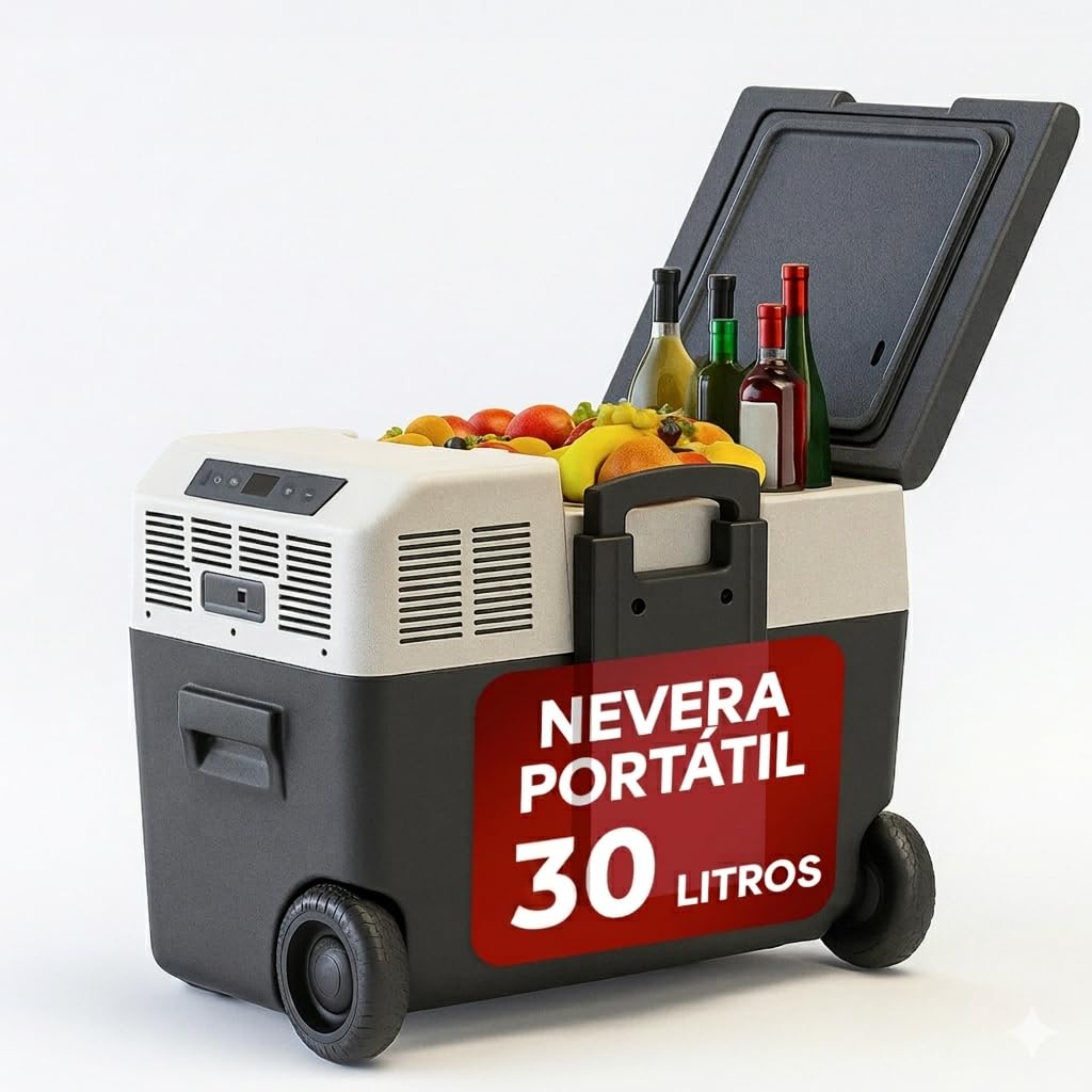 Inuitz Nevera Portatil Electrica 30L – Nevera Compresor 12V para Coche y Aventura | Máxima eficiencia, Ruedas Reforzadas y Aislamiento PU de Alto Rendimiento - Nevera Coche