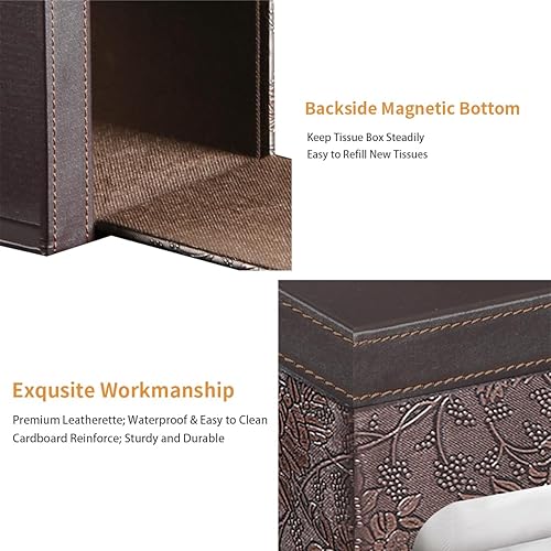 Miniatura 5 de Funda cuadrada para caja de pañuelos con bandeja de almacenamiento, soporte de caja de pañuelos de piel sintética, soportes decorativos para