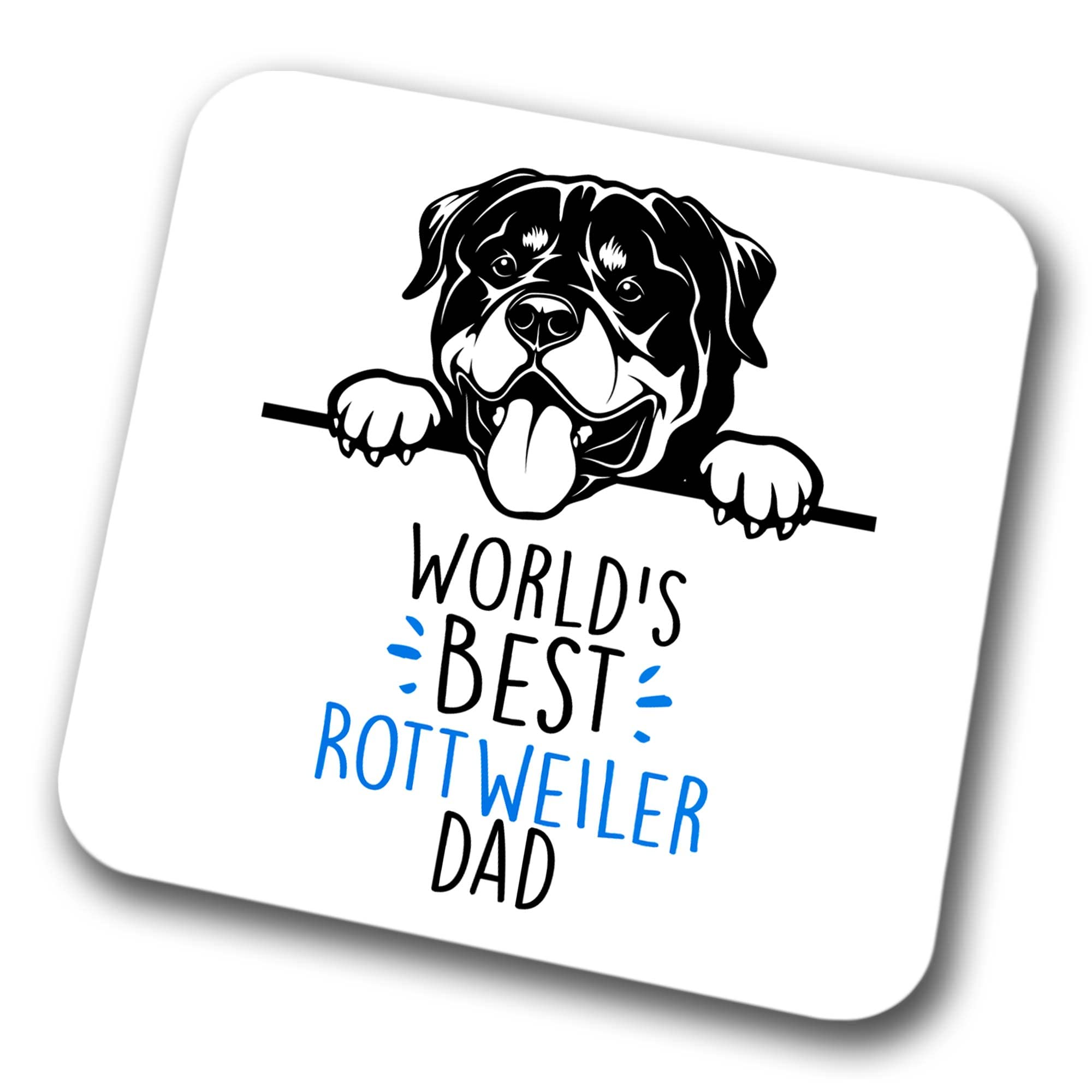 Faithful Prints Boys Rottweiler World's Best Dad Coaster Dog Dad Rottweiler Dad Friend Funny Gift For Birthday Christmas, Rottweiler Coaster