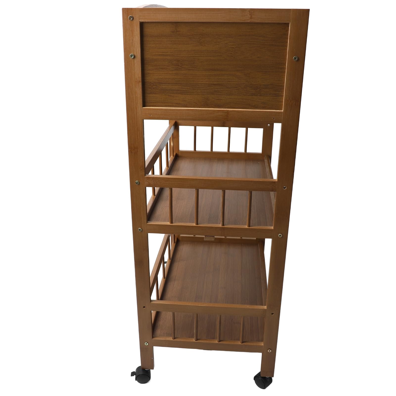 Rengue Carrello di Servizio Mobile, Tavolino Laterale in bambù con 4 Ruote per Uso Domestico, Mobiletto Portaoggetti Multiuso, Design in Stile Cinese