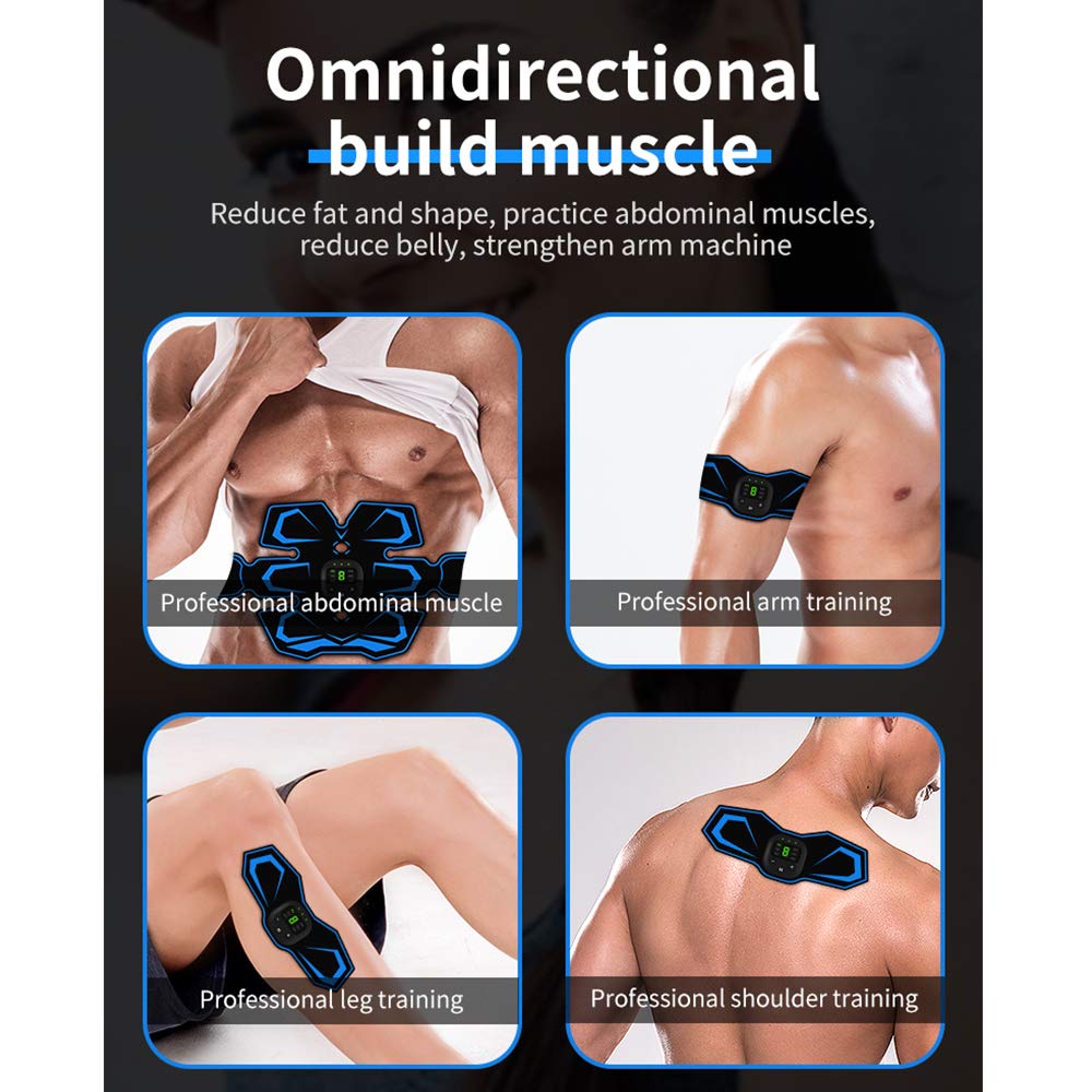 Estimulador de músculos abdominales, entrenador de masajeador eléctrico inteligente corporal EMS, máquina de ejercicios con cinturón estimulador ABS digital para abdomen,A