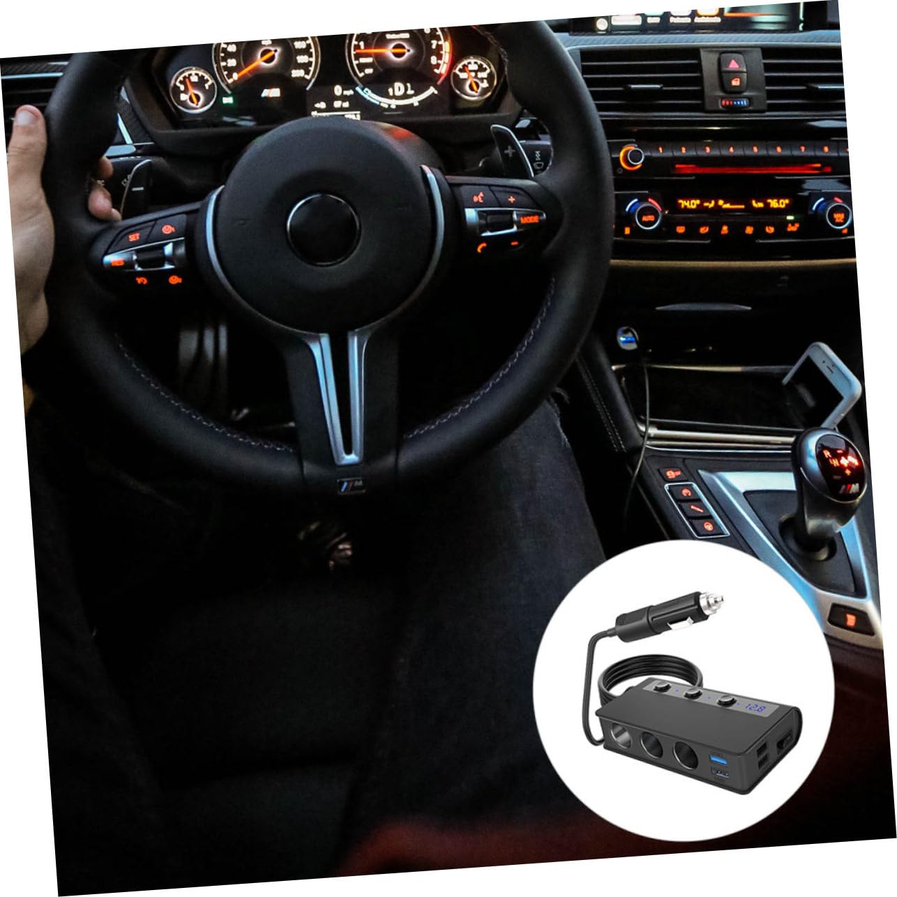 LABRIMP Adattatore Accendisigari Auto 1 a 3 180w, Caricatore 4 Porte USB e Interruttore Indipendente, per Dispositivi Elettrici e Luci USB