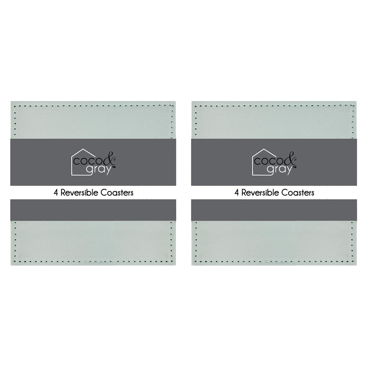YöL Pack of 8 Reversible Coasters Two Tone Grey Sage Green Dinner Table Drink Placemats Surface Protector