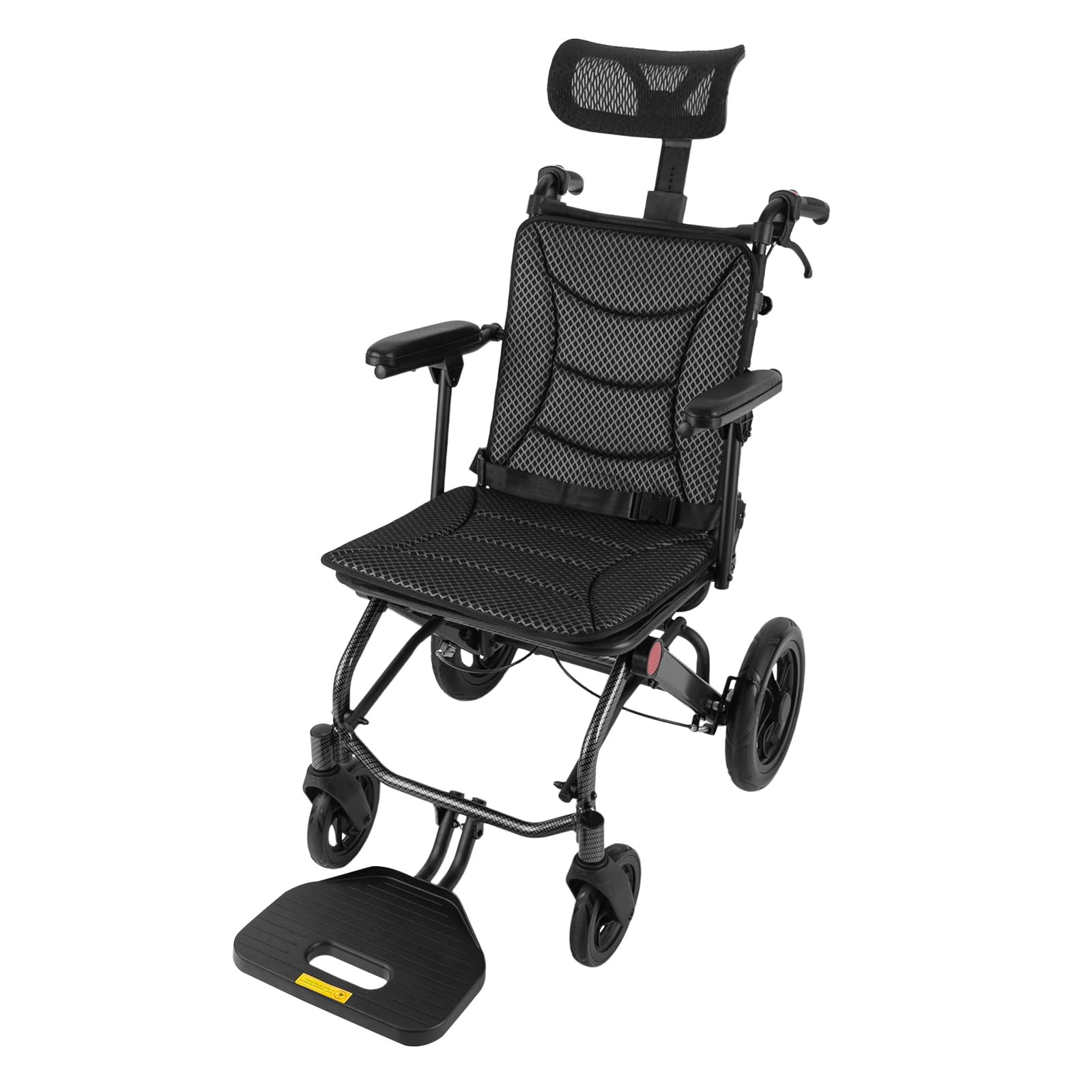 Silla de ruedas plegable, ligera hasta 130 kg, plegable con ayuda deslizante, silla de ruedas para mayores, silla de ruedas para exteriores con reposapiés, respaldo ajustable de 90° a 175°