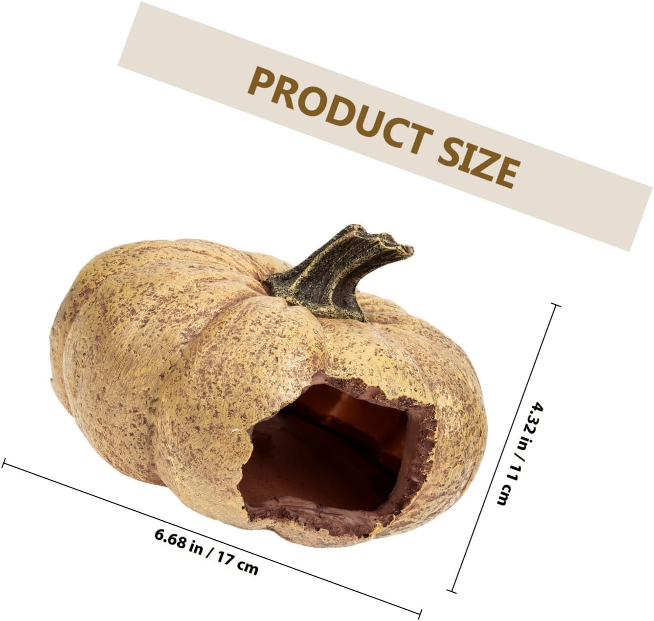 Adorable Pumpkin Reptile Hideout Cave Resin Terrarium Decor Small Habitat Shelter for Desert Lizards Amphibians and Reptiles