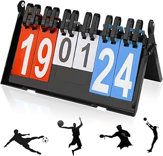 mizikuu 6-Digit Scoreboard, Flip Sports Scoreboard, Digit Competition Scoreboard, Portable Score Counter for Basketball, F...
